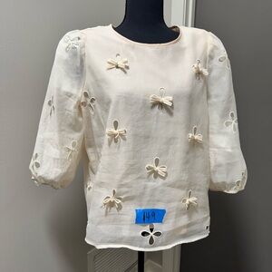Elegant solid peach lined Bow-Embellished Women's blouse